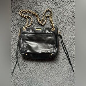 Rebecca Minkoff black shoulder strap purse with gold chains